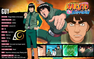 Anime ninja Guy from Naruto Shippuden with stats and action panels.