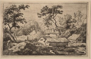 Mill below a Waterfall by Allaert van Everdingen, created probably c. 1645/1656, in etching. Download this artwork as a high-resolution wallpaper for desktop, t — Allaert van Everdingen Wallpaper