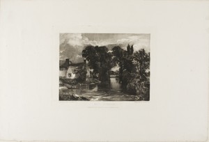 Mill Stream by David Lucas, created 1831, in Mezzotint on paper. Download this artwork as a high-resolution wallpaper for desktop, tablet, or mobile. — Illustration Background