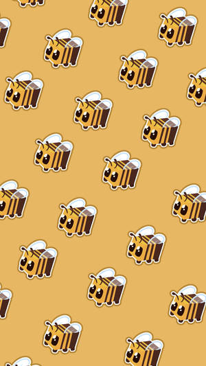 Padrão repetitivo de abelhas de desenho animado fofas em fundo amarelo mostarda. — Fotos do Minecraft Bee Papéis de Parede