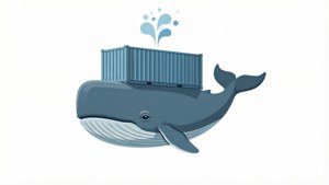 Puhdas ja yksinkertainen Docker-valas-taustakuva minimalistisella muotoilulla.