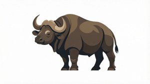 Een minimalistische vectorillustratie van een gaur.