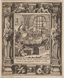 Miser by Wenceslaus Hollar, created 1651, in etching with border "Democritus and Heraclitus" (Pennington 233A). Download this artwork as a high-resolution wallp — Art Picture