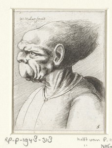 Misvormde mannenkop by Wenceslaus Hollar, created 1645, in paper; etching. Download this artwork as a high-resolution wallpaper for desktop, tablet, or mobile. — Painting Picture