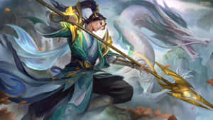 Anime-krigare med drake i mystisk stridsscen — Ml Bilder
