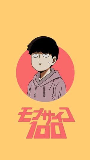Personaggio anime in felpa viola con occhiali all'interno di un cerchio rosa su sfondo giallo con testo giapponese. — Anime Sfondi