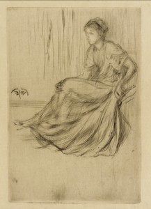 Model Seated by James McNeill Whistler, created 1873, in Drypoint; ink on paper. Download this artwork as a high-resolution wallpaper for desktop, tablet, or mo — James McNeill Whistler Wallpaper