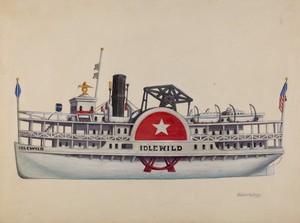 Model Ship "Idlewild" by Frank Gray, created c. 1938, in oil paint on paper. Download this artwork as a high-resolution wallpaper for desktop, tablet, or mobile