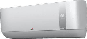 White wall-mounted air conditioner with digital display and logo. — Split Ac PNG