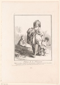 Moeder met kind by Jean Baptist Leprince, created 1744 - 1781, in paper; etching; stippelwerk. Download this artwork as a high-resolution wallpaper for desktop, — Jean Baptist Leprince Wallpaper