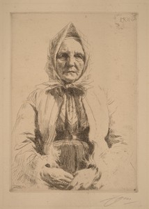 Mona by Anders Zorn, created 1911, in etching on laid paper. Download this artwork as a high-resolution wallpaper for desktop, tablet, or mobile. — Art Picture