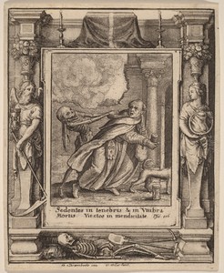 Monk by Wenceslaus Hollar, created 1651, in etching with border "Time and Eternity" (Pennington 233C). Download this artwork as a high-resolution wallpaper for — Wenceslaus Hollar Wallpaper