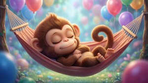 Söpö Bloons TD 6 -apina rentoutuu bloon-riippumatossa.