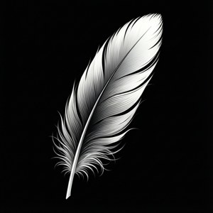 Elegant sort-hvid fjerillustration til minimalistiske wallpapers.