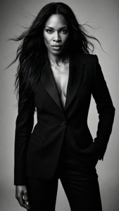 Shenae Grimes Beech i ett slående svartvitt modeporträtt.