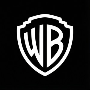 Wallpaper vektor hitam putih minimalis dari logo perisai Warner Bros.