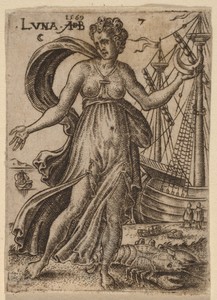 Moon by Abraham de Bruyn, created 1569, in etching and engraving on laid paper. Download this artwork as a high-resolution wallpaper for desktop, tablet, or mob — Abraham de Bruyn Wallpaper