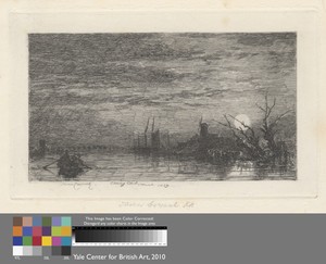Moonlight by Thomas Creswick, in Etching with chine collé on thick, slightly textured, cream wove paper. Download this artwork as a high-resolution wallpaper fo