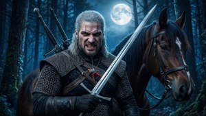 Geralt og Roach i en månebelyst skov klar til at jage monstre