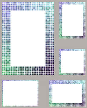 Five decorative mosaic tile frames in gradient colors on gray background. — Mosaic PNG