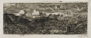Mountain Landscape by Odilon Redon, created c. 1866, in Etching and drypoint on ivory wove paper. Download this artwork as a high-resolution wallpaper for deskt — Illustration Background