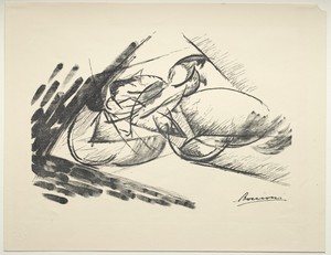Movement by Umberto Boccioni, created early 1900s, in lithograph. Download this artwork as a high-resolution wallpaper for desktop, tablet, or mobile. — Art Picture