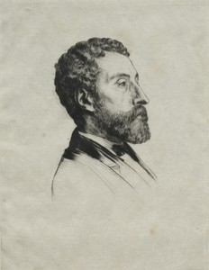 Mr. Jourde by Alphonse Legros, created 1871, in drypoint. Download this artwork as a high-resolution wallpaper for desktop, tablet, or mobile. — Alphonse Legros Wallpaper