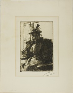 Mrs. Armour by Anders Zorn, created 1894, in Etching on ivory laid paper. Download this artwork as a high-resolution wallpaper for desktop, tablet, or mobile. — Painting Picture