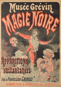 Musée Grévin, Black Magic by Jules Chéret, created 1887, in color lithograph. Download this artwork as a high-resolution wallpaper for desktop, tablet, or mobil