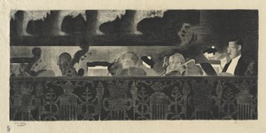 Musicians by John Copley, created 1910, in lithograph. Download this artwork as a high-resolution wallpaper for desktop, tablet, or mobile. — John Copley Wallpaper