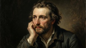 Chester Harding yang kontemplatif dengan pencahayaan chiaroscuro dramatis.