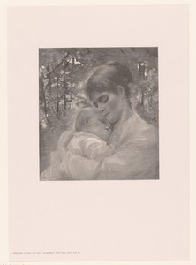 Mutter und Kind by Martin Hönemann, created 1891 - 1900, in paper; wood engraving. Download this artwork as a high-resolution wallpaper for desktop, tablet, or 