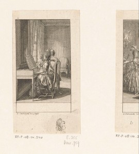 Muziekles by Daniel Nikolaus Chodowiecki, created 1780, in paper; etching. Download this artwork as a high-resolution wallpaper for desktop, tablet, or mobile. — Daniel Nikolaus Chodowiecki Wallpaper