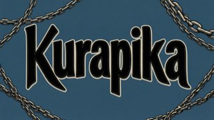 Fond d'écran typographique avec le nom de Kurapika et des chaînes.