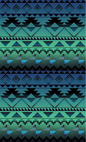 Abstract geometric pattern with teal blue and black shapes in repeating rows. — Native Picture