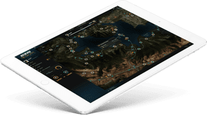 Tableta blanca que muestra un mapa de juego de carreras con pistas y waypoints. — Need For Speed Payback Fondos de pantalla