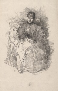 Needlework by James McNeill Whistler, created 1896, in lithograph. Download this artwork as a high-resolution wallpaper for desktop, tablet, or mobile. — Painting Picture