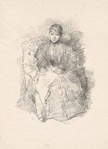 Needlework by James McNeill Whistler, created 1896, in Transfer lithograph in black on ivory laid paper. Download this artwork as a high-resolution wallpaper fo — Illustration Background