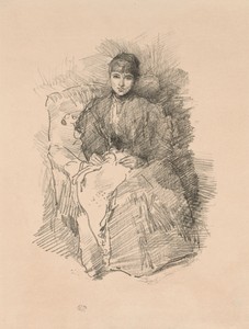 Needlework by James McNeill Whistler, created 1896, in Transfer lithograph in black on cream laid paper. Download this artwork as a high-resolution wallpaper fo — Illustration Background