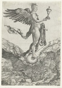 Nemesis by Albrecht Dürer, created 1499 - 1503, in paper; engraving. Download this artwork as a high-resolution wallpaper for desktop, tablet, or mobile. — Albrecht Dürer Wallpaper