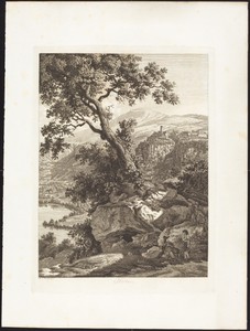 Nemi by Albert Christoph Dies, created 1793, in etching on laid paper. Download this artwork as a high-resolution wallpaper for desktop, tablet, or mobile. — Albert Christoph Dies Wallpaper