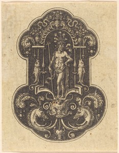 Neptune by Etienne Delaune, in engraving. Download this artwork as a high-resolution wallpaper for desktop, tablet, or mobile. — Etienne Delaune Wallpaper