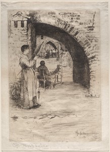Net Makers by Otto H. Bacher, created 1881, in etching. Download this artwork as a high-resolution wallpaper for desktop, tablet, or mobile. — Otto H. Bacher Wallpaper