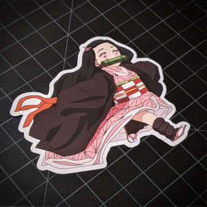 Anime girl in pink kimono with bamboo gag on black grid mat. — Nekomamushi Picture