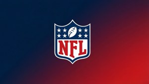 NFL logo on blue to red gradient background