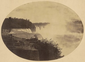 [Niagara Falls] by Silas A. Holmes, created about 1855. Download this artwork as a high-resolution wallpaper for desktop, tablet, or mobile.