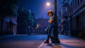Candace waits under a streetlamp in the quiet night. wallpaper