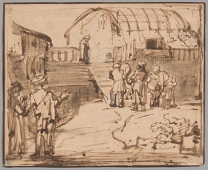 Noah's Ark by Rembrandt van Rijn, created c. 1660, in Pen and brown ink and brush and brown ink wash on cream laid paper. Download this artwork as a high-resolu — Rembrandt van Rijn Wallpaper