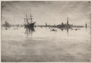 Nocturne by James McNeill Whistler, created 1879–1880, in etching and drypoint. Download this artwork as a high-resolution wallpaper for desktop, tablet, or mob — Art Wallpaper