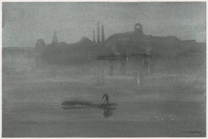 Nocturne by James McNeill Whistler, created 1878, in lithotint in black with chine collé on wove paper. Download this artwork as a high-resolution wallpaper for — Art Picture